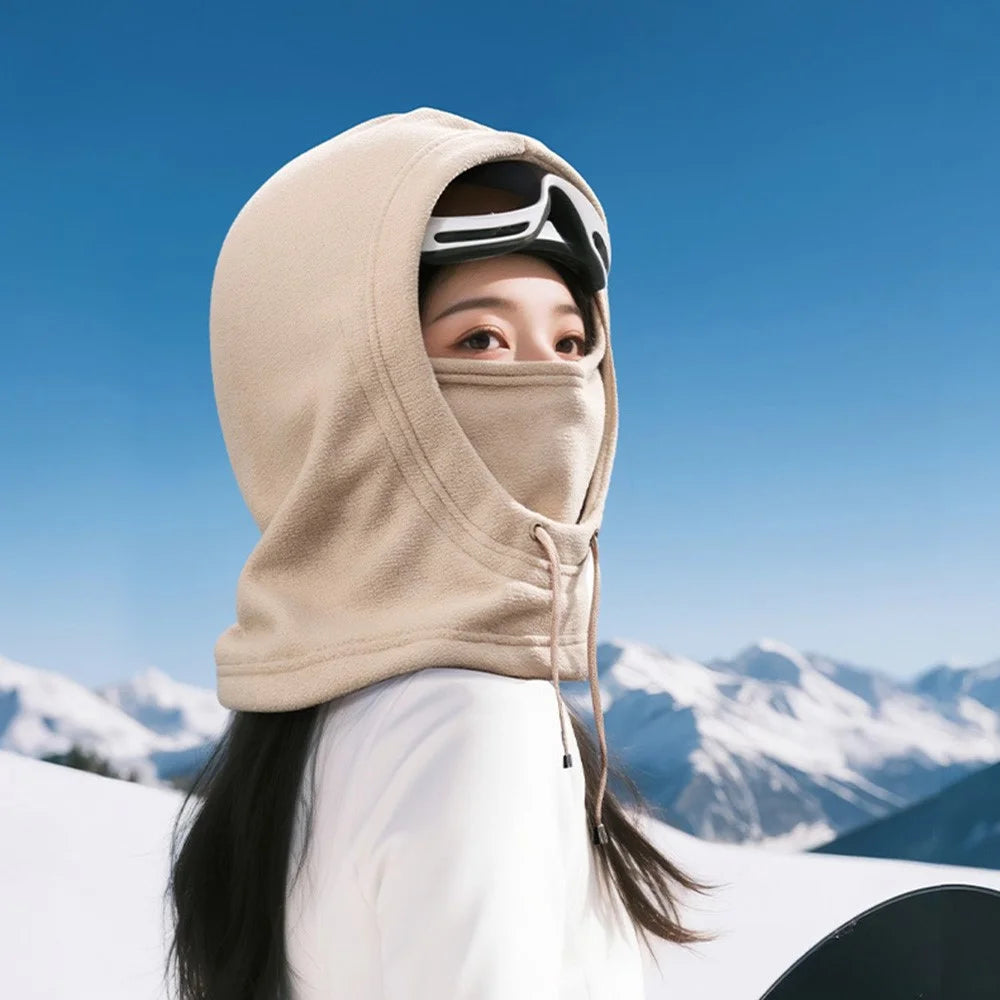 DMZ124 Winter Balaclava Snood for Outdoor Skiing Cycling Polar Fleece Face Mask Neck Warm with Drawstring - Army Green - 6