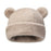 Winter Warm Faux Mink Fur Mongolian Hat 3D Bear Ears Solid Color Windproof Brimless Cap for Women - Khaki - 1