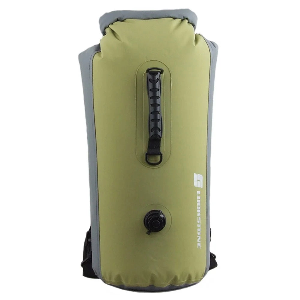 LUCKSTONE 35L Inflatable Waterproof Dry Bag Backpack Tote Bucket Bag for Swimming Rafting Drifting - Green - 1