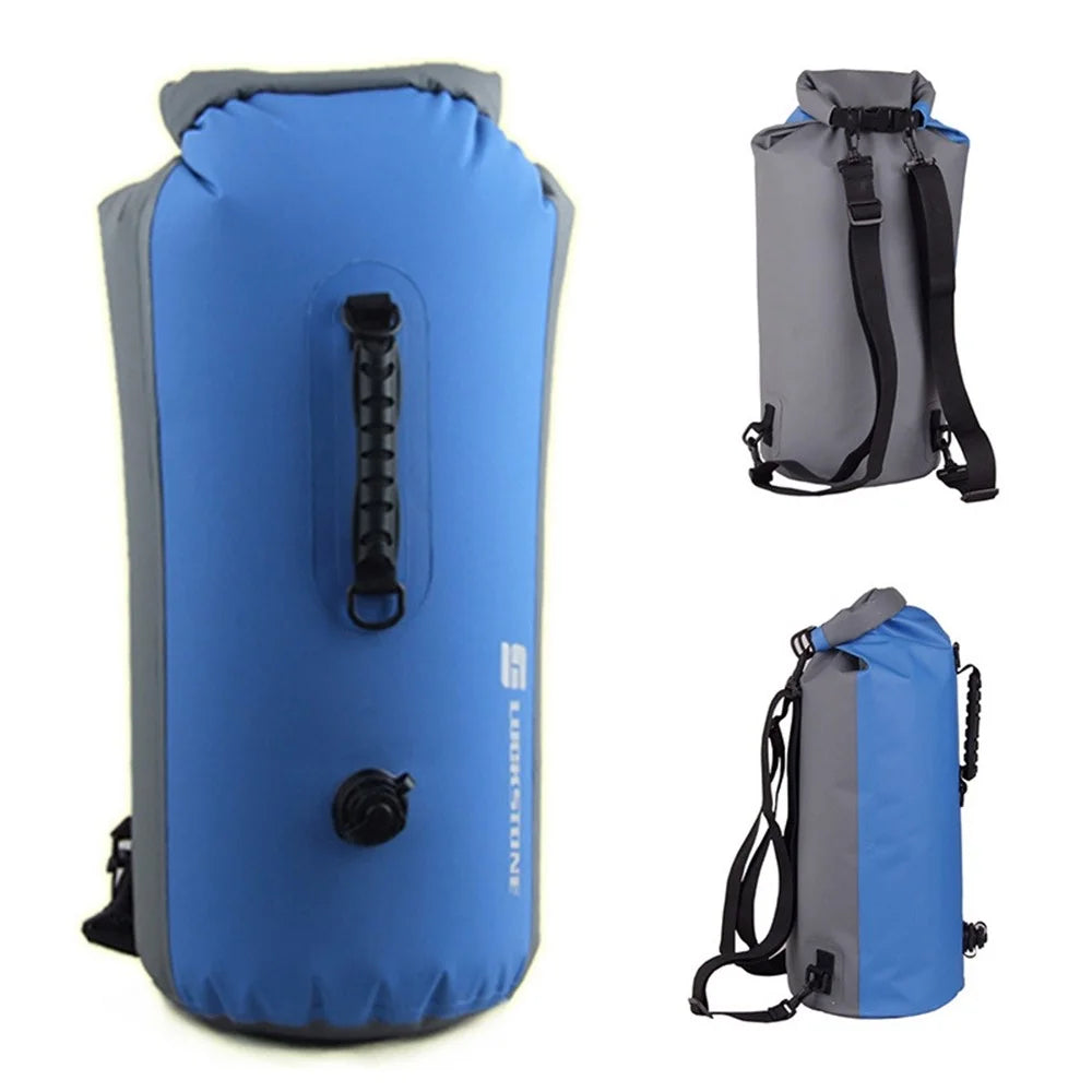LUCKSTONE 35L Inflatable Waterproof Dry Bag Backpack Tote Bucket Bag for Swimming Rafting Drifting - Green - 2