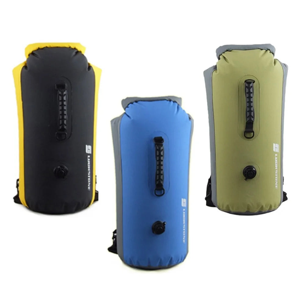 LUCKSTONE 35L Inflatable Waterproof Dry Bag Backpack Tote Bucket Bag for Swimming Rafting Drifting - Green - 6