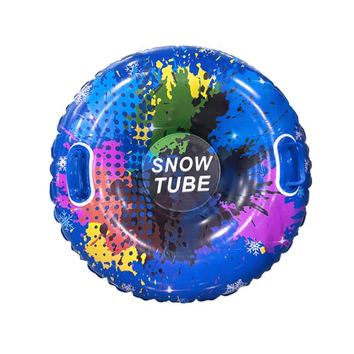 Inflatable Snow Tube Sledge PVC Sledding Tube with Handle Anti Rollover for Winter Outdoor Toy - Iridescent Polka Dot Blue - 1