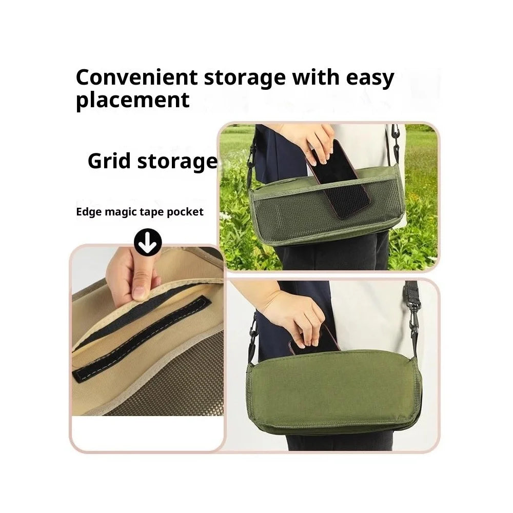 Size S Portable Folding Stool Crossbody Bag 600D Oxford Cloth Outdoor Chair for Travel Camping, 25 x 24 x 23cm - Khaki - 6