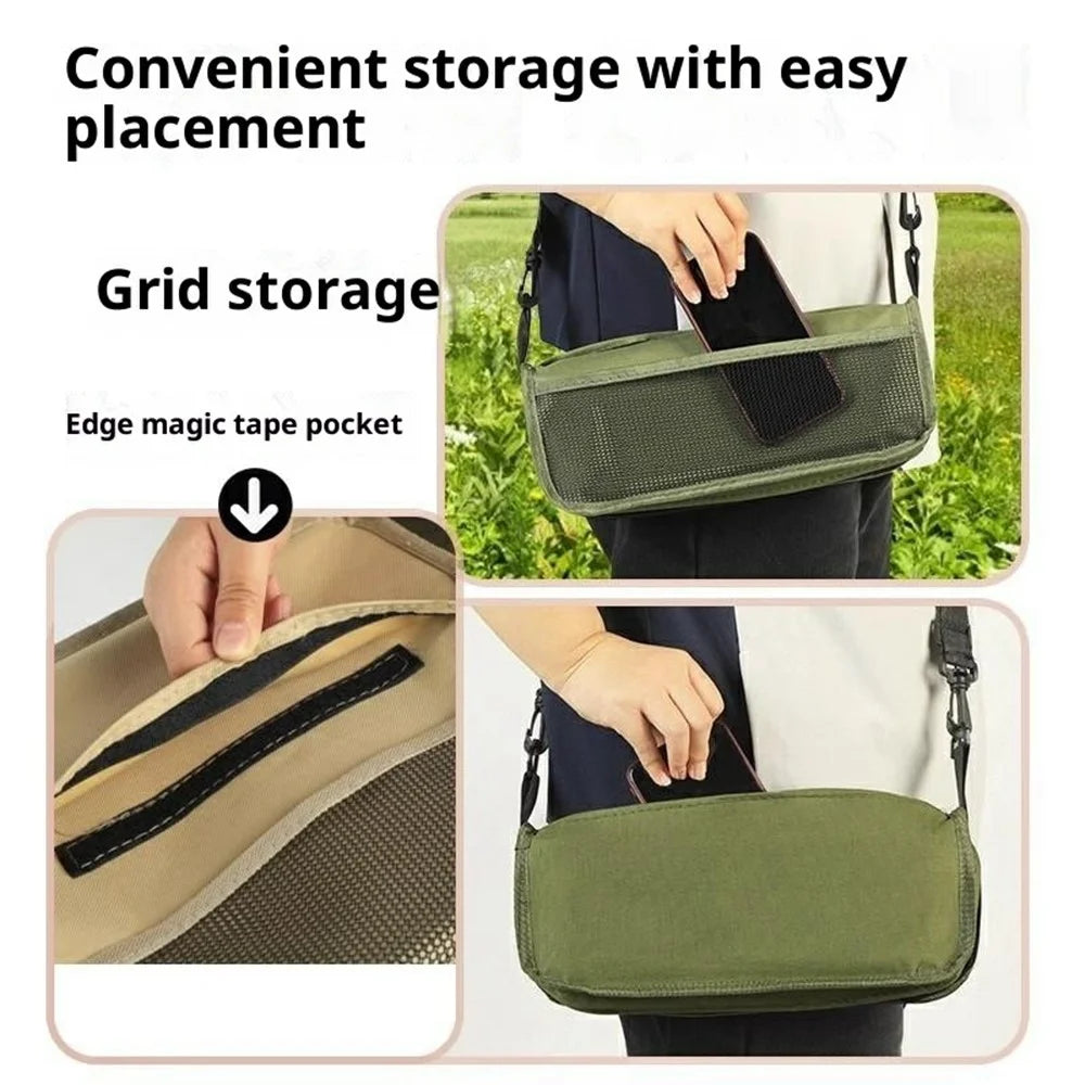 Size L Portable Folding Stool Crossbody Bag 600D Oxford Cloth Outdoor Chair for Travel Camping, 29 x 25 x 31cm - Army Green - 2