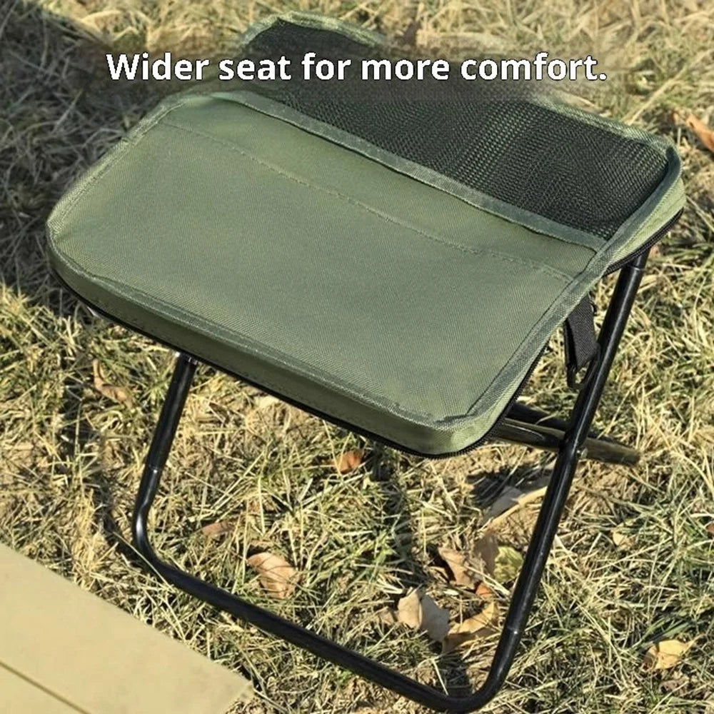 Size L Portable Folding Stool Crossbody Bag 600D Oxford Cloth Outdoor Chair for Travel Camping, 29 x 25 x 31cm - Army Green - 3