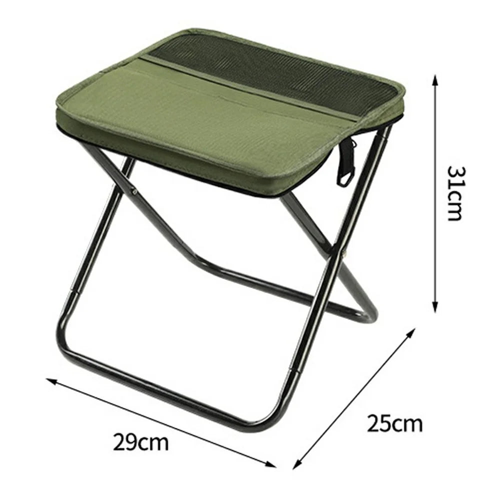 Size L Portable Folding Stool Crossbody Bag 600D Oxford Cloth Outdoor Chair for Travel Camping, 29 x 25 x 31cm - Army Green - 6