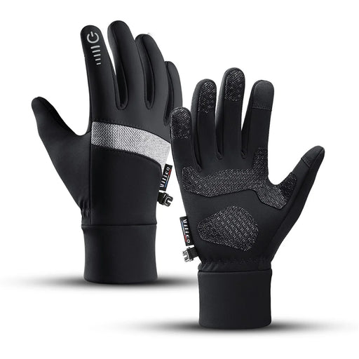 VILICO A0003 1 Pair Winter Thermal Gloves for Outdoor Sports Cycling Gloves Support Touchscreen Anti Slip Waterproof - S  /  Black - 1