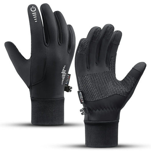 VILICO A0107 1 Pair Winter Gloves Fleece Lined Warm Touchscreen Outdoor Cycling Gloves Waterproof Anti Slip Reflective - S  /  Black - 1