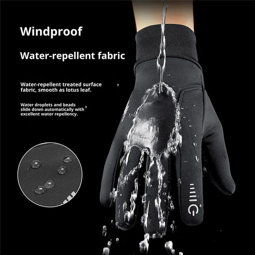 VILICO A0107 1 Pair Winter Gloves Fleece Lined Warm Touchscreen Outdoor Cycling Gloves Waterproof Anti Slip Reflective - S  /  Black - 2