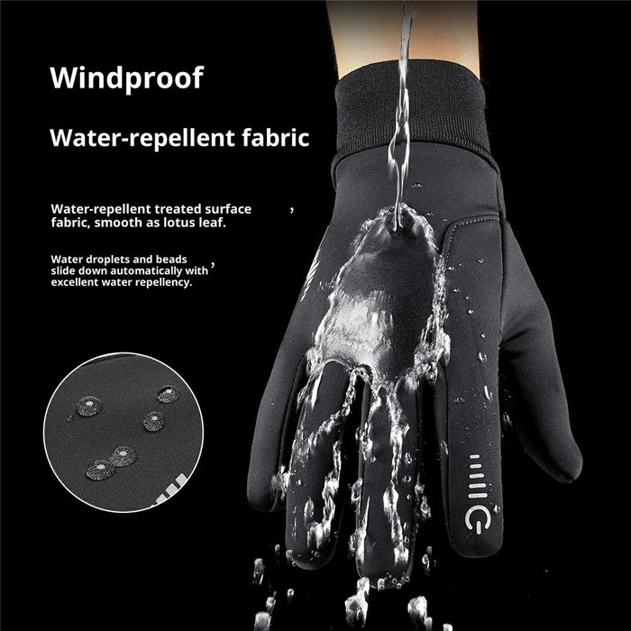 VILICO A0107 1 Pair Winter Gloves Fleece Lined Warm Touchscreen Outdoor Cycling Gloves Waterproof Anti Slip Reflective - S  /  Black - 2