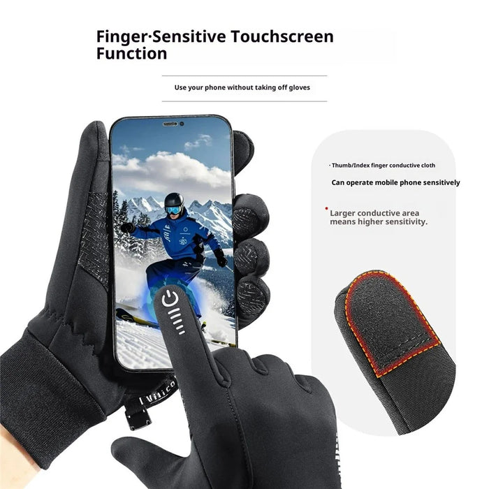 VILICO A0107 1 Pair Winter Gloves Fleece Lined Warm Touchscreen Outdoor Cycling Gloves Waterproof Anti Slip Reflective - S  /  Black - 4