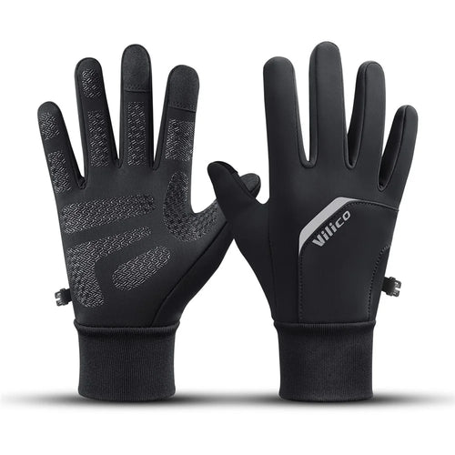 VILICO A0155 1 Pair Winter Touchscreen Gloves for Outdoor Cycling Fleece Lined Warm Thermal Gloves Waterproof - S  /  Black - 1