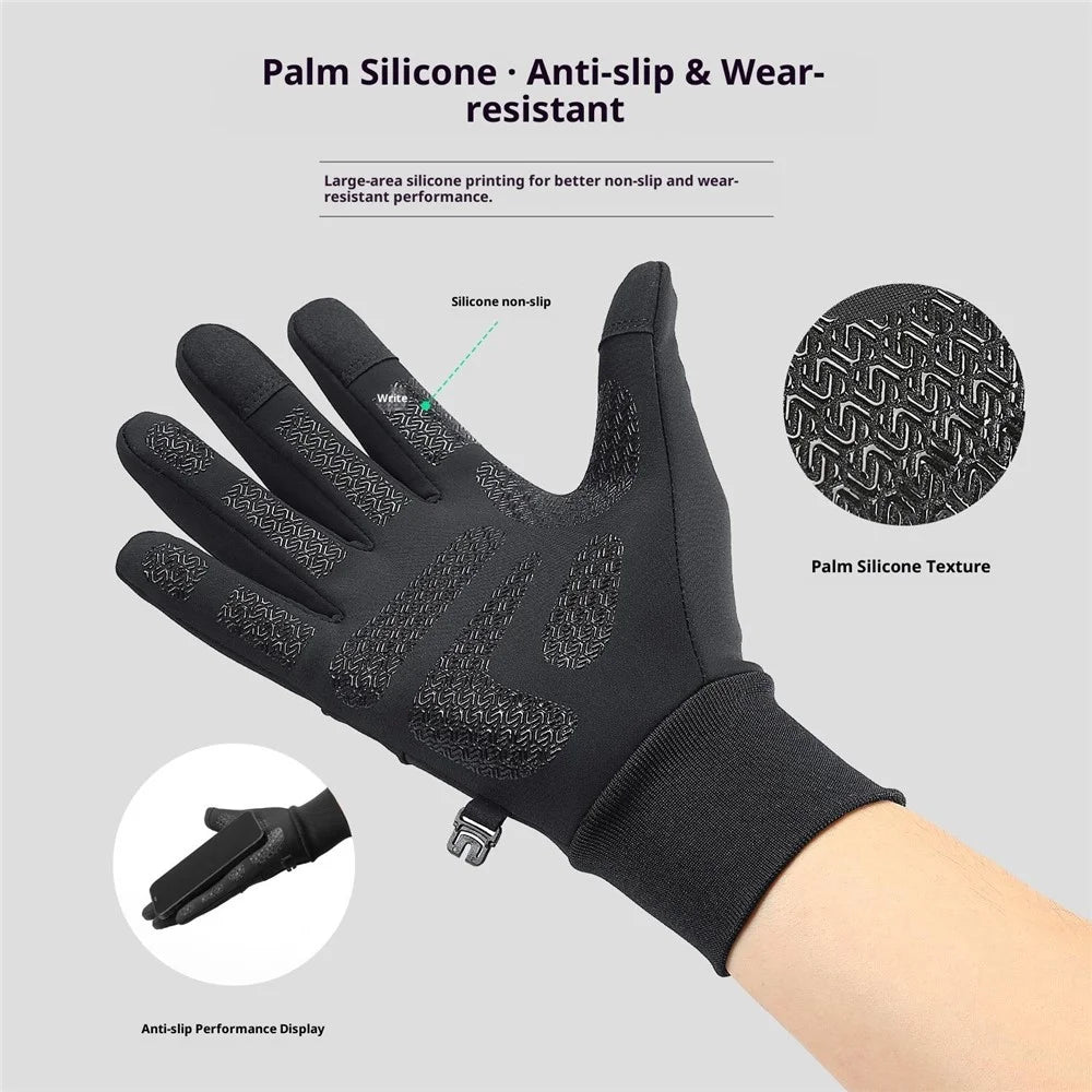 VILICO A0155 1 Pair Winter Touchscreen Gloves for Outdoor Cycling Fleece Lined Warm Thermal Gloves Waterproof - S  /  Black - 2