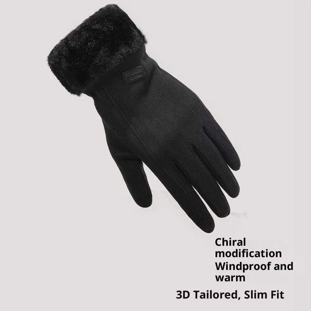 1 Pair Winter Gloves Windproof Fleece Lined Touchscreen Index Finger Cycling Gloves for Women - Black - 4
