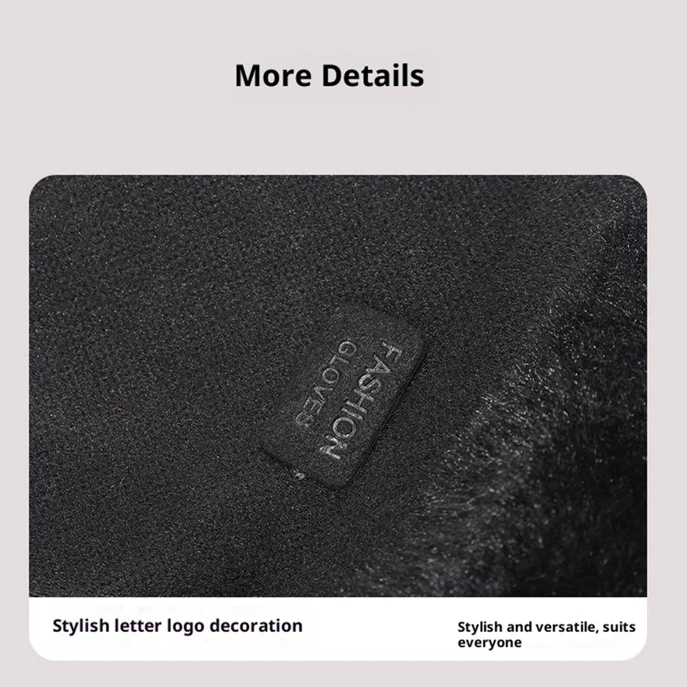 1 Pair Winter Gloves Windproof Fleece Lined Touchscreen Index Finger Cycling Gloves for Women - Black - 7