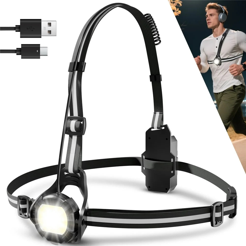 WEST BIKING YP0701499 Running Cycling Light Chest Warning Light 500 Lumens Adjustable Angle - Black - 1
