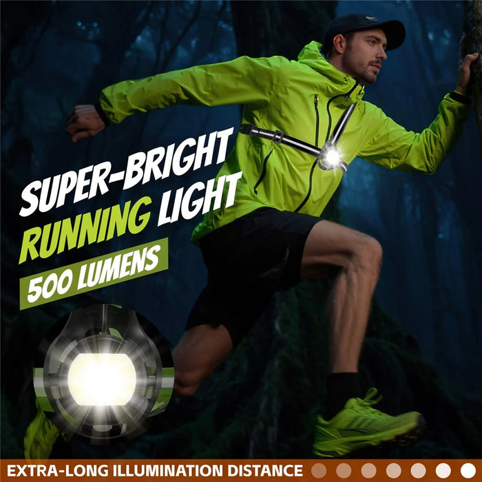 WEST BIKING YP0701499 Running Cycling Light Chest Warning Light 500 Lumens Adjustable Angle - Black - 2
