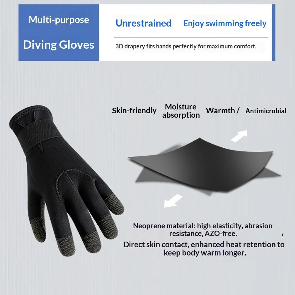 3mm 1Pair Aramid Fiber Diving Gloves Fishing Gloves Anti-Slip Cut Resistant Waterproof for Outdoor Activities - S - 7