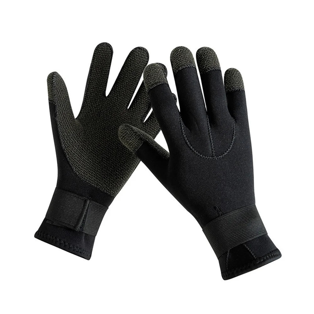 5mm 1Pair Aramid Fiber Diving Gloves Fishing Gloves Anti-Slip Cut Resistant Waterproof for Outdoor Activities - S - 1