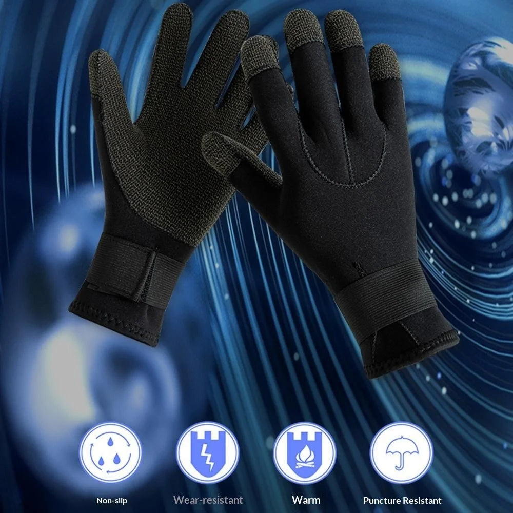 5mm 1Pair Aramid Fiber Diving Gloves Fishing Gloves Anti-Slip Cut Resistant Waterproof for Outdoor Activities - S - 2