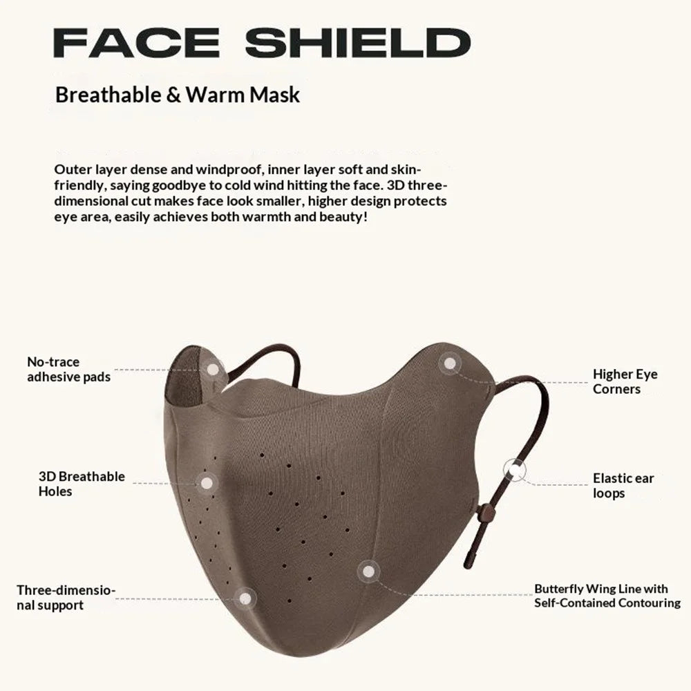 DKZ43 Winter Warm Face Mask for Men Women Breathable 3D Seamless Windproof Cycling Mask - Coffee - 2