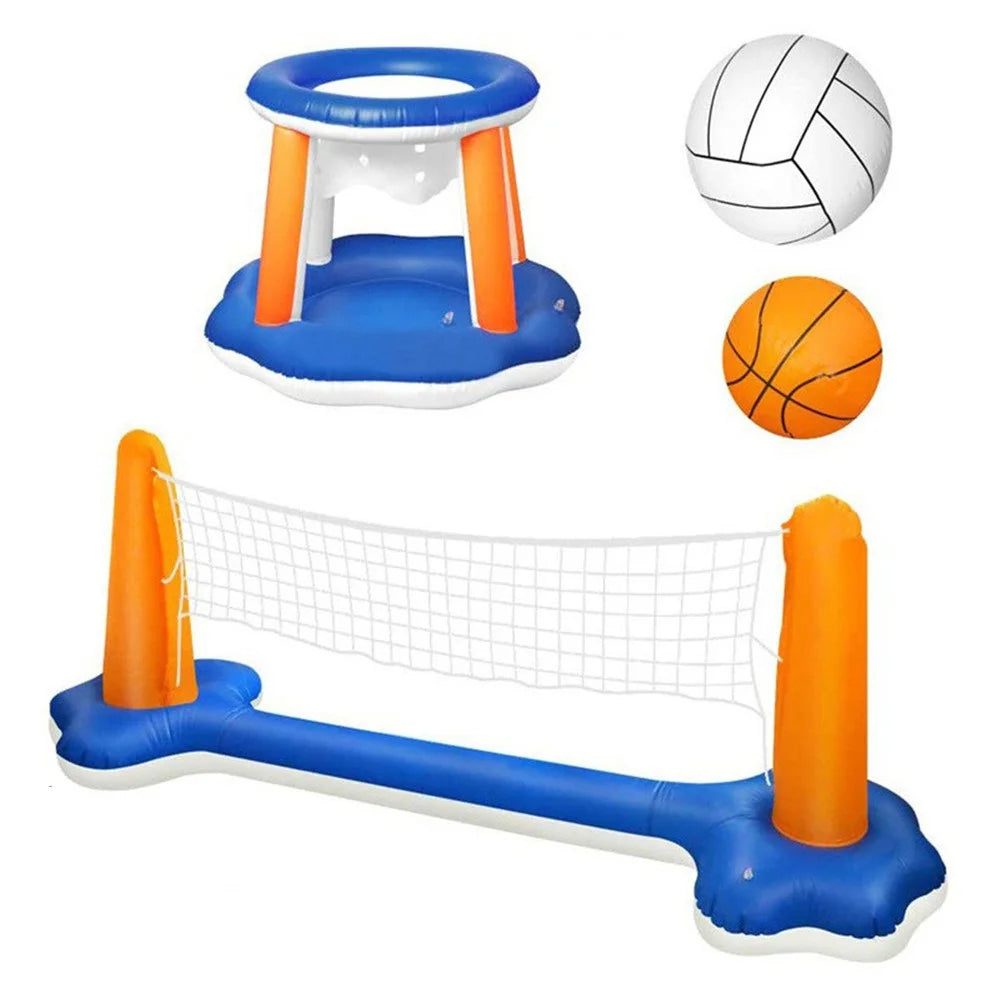 PVC Inflatable Basketball and Volleyball Stand for Kids Pool Interactive Entertainment Throwing Game Gift - 1