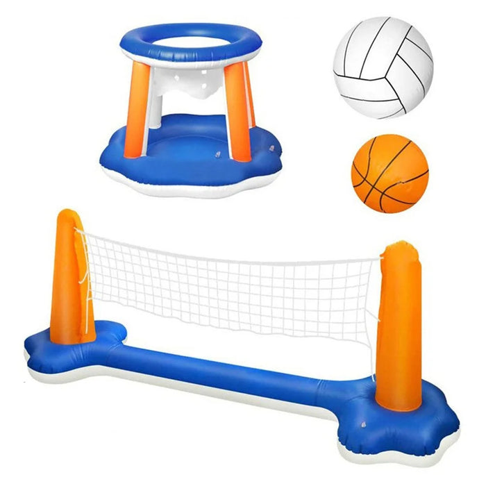 PVC Inflatable Basketball and Volleyball Stand for Kids Pool Interactive Entertainment Throwing Game Gift - 1