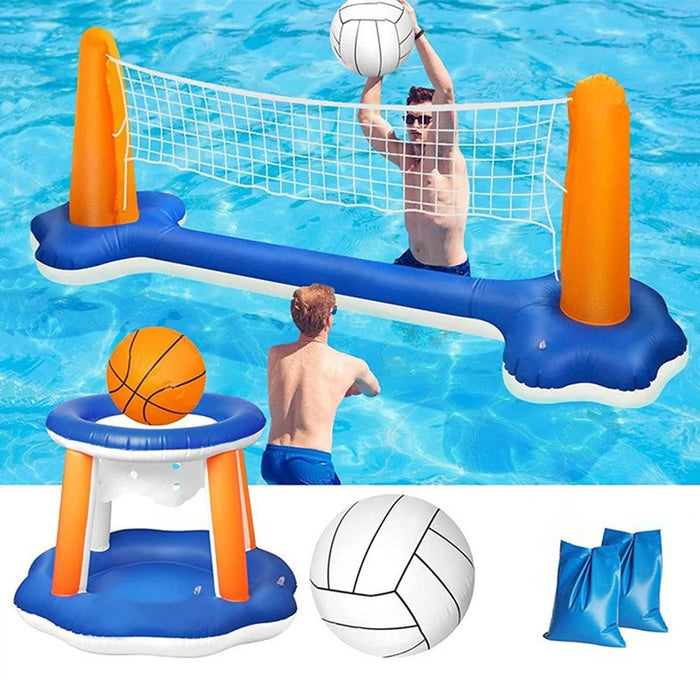 PVC Inflatable Basketball and Volleyball Stand for Kids Pool Interactive Entertainment Throwing Game Gift - 4