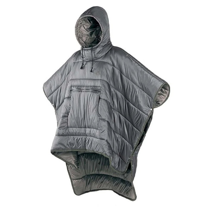 200 x 140cm Ultralight Outdoor Camping Cloak Sleeping Bag Wearable Insulated Warm Quilt Quilted Poncho Blanket - Grey - 1