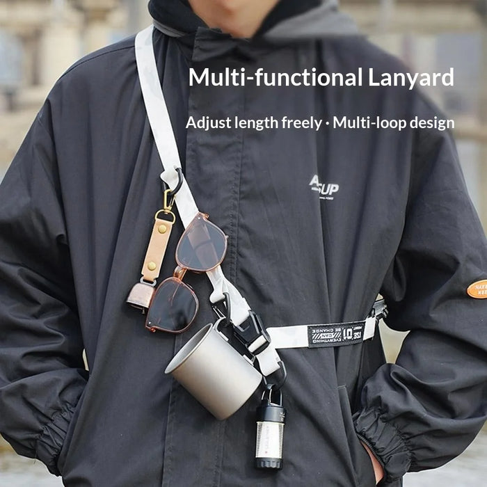 ISE MOUNT Outdoor Multi-Functional Lanyard Length Adjustable Crossbody Backpack Strap for Hanging Items - Night Camo - 7