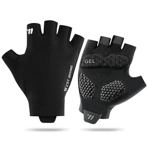 WEST BIKING YP0211274 3D Printed Shock Absorbing Cycling Gloves Anti Slip Fingerless Mittens for Racing Road Bike - M - 1