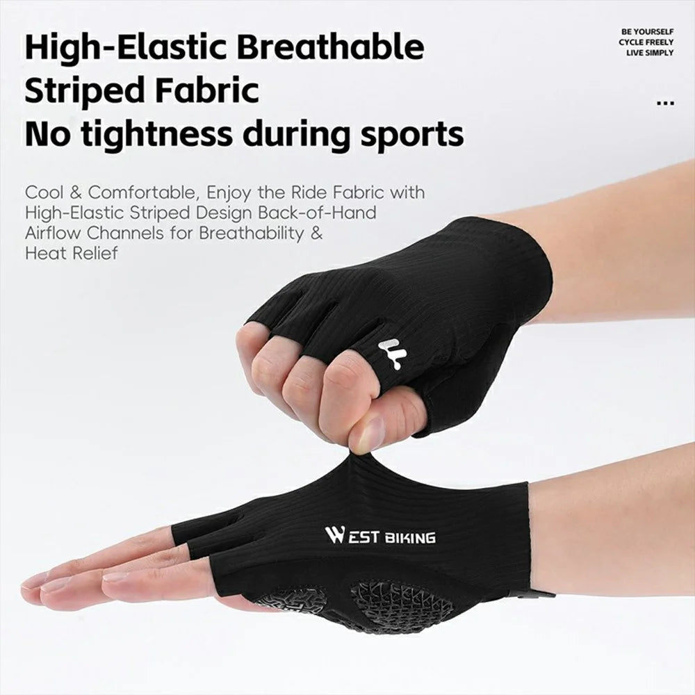 WEST BIKING YP0211274 3D Printed Shock Absorbing Cycling Gloves Anti Slip Fingerless Mittens for Racing Road Bike - M - 7