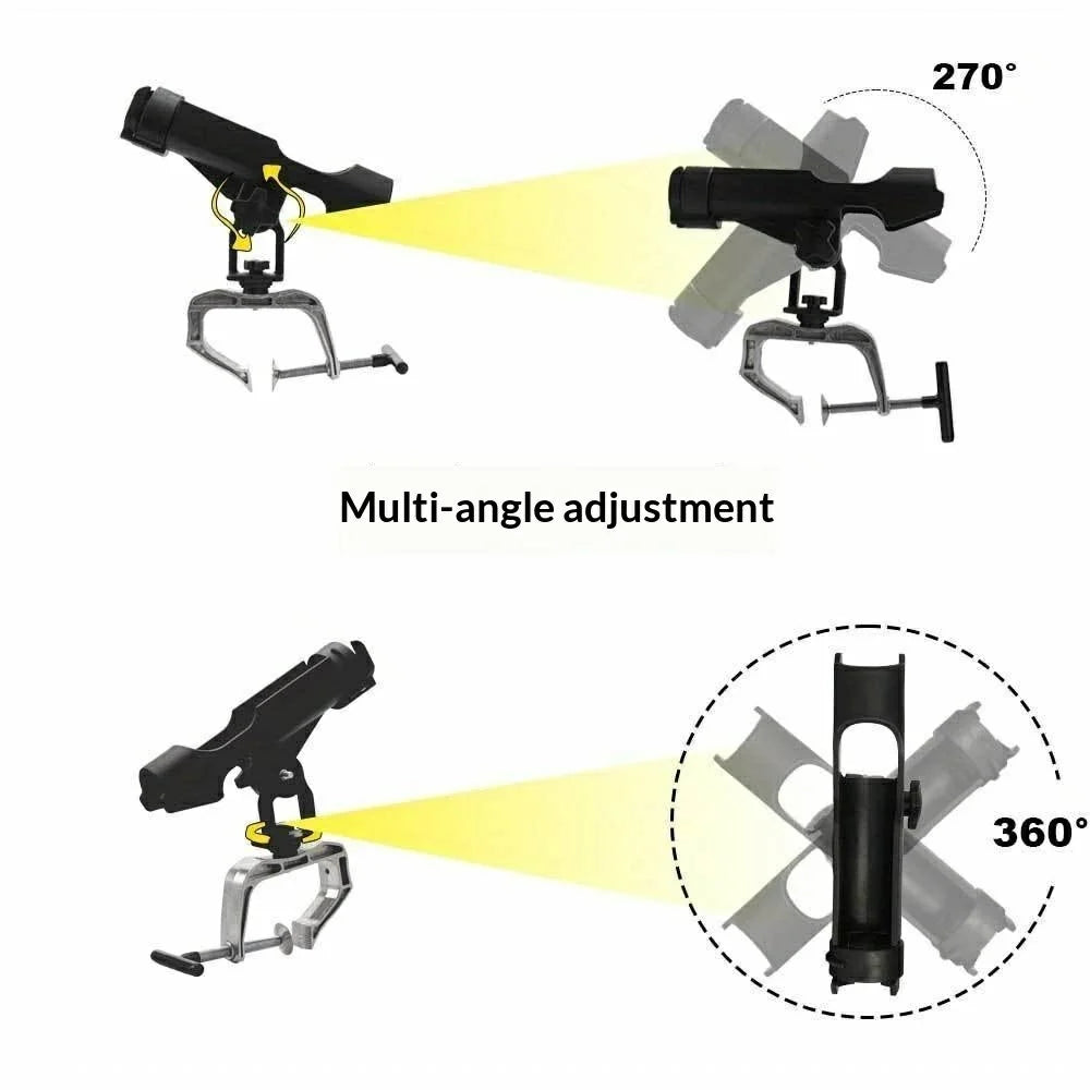Fishing Rod Holder Multi-Angle Adjustable Boat Raft Bridge Fishing Stand Portable for Outdoor - Black - 3