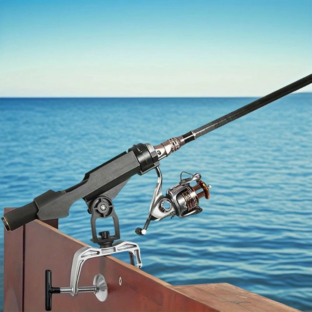 Fishing Rod Holder Multi-Angle Adjustable Boat Raft Bridge Fishing Stand Portable for Outdoor - Black - 5