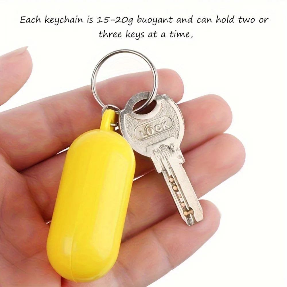 4Pcs Oval Hollow Beach Keychain Floating Key Ring Set for Boating / Swimming / Outdoor Water Activities - Yellow - 2