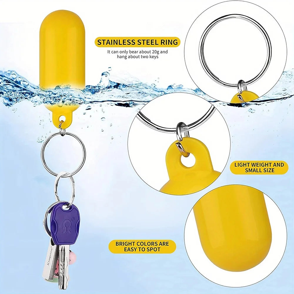 4Pcs Oval Hollow Beach Keychain Floating Key Ring Set for Boating / Swimming / Outdoor Water Activities - Yellow - 3