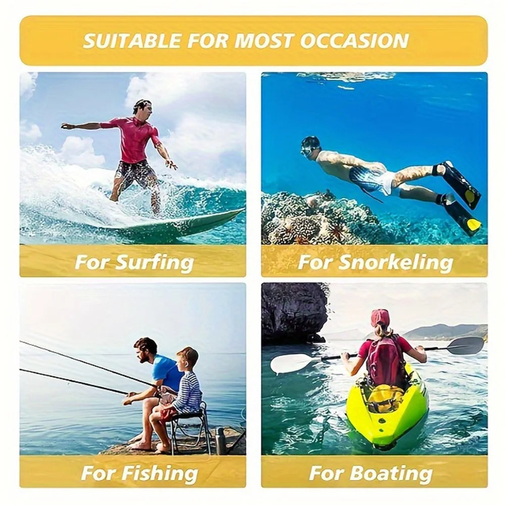4Pcs Oval Hollow Beach Keychain Floating Key Ring Set for Boating / Swimming / Outdoor Water Activities - Yellow - 4