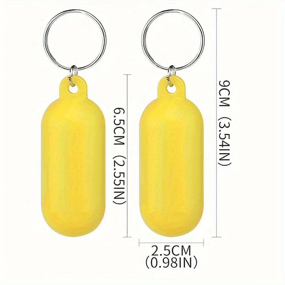 4Pcs Oval Hollow Beach Keychain Floating Key Ring Set for Boating / Swimming / Outdoor Water Activities - Yellow - 6
