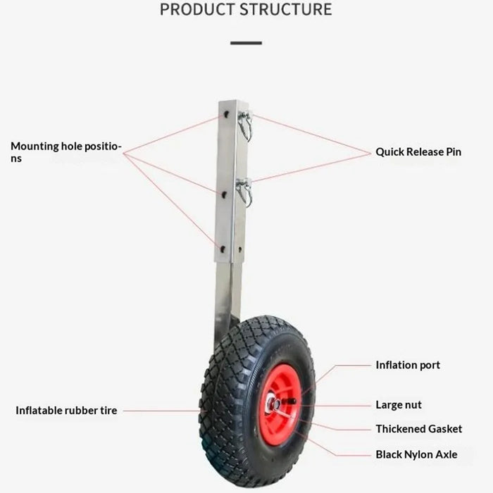 Universal Stainless Steel Boat Tug Wheels Removable Portable Cart Bracket for Surf Paddleboards - 3