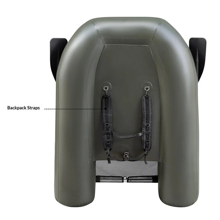 PVC Inflatable Boat Lightweight Fishing Belly Boat with 2+1 Air Chambers - Black - 4