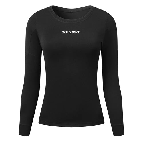 WOSAWE BD290 For Women Winter Ski Fleece Thermal Underwear High Elastic Tight Fleece-Lined Cold-Resistant Ski Top - Black, Asian M  /  EU S - 1