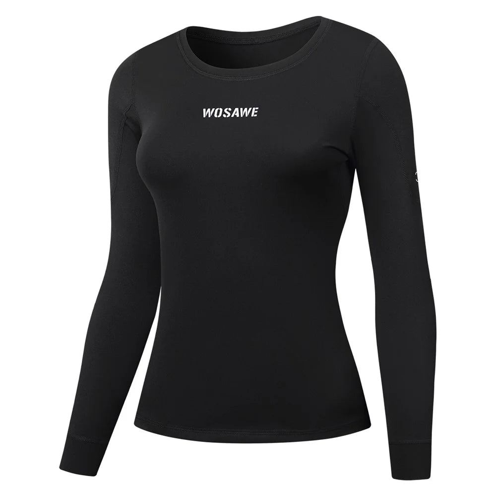 WOSAWE BD290 For Women Winter Ski Fleece Thermal Underwear High Elastic Tight Fleece-Lined Cold-Resistant Ski Top - Black, Asian M  /  EU S - 2