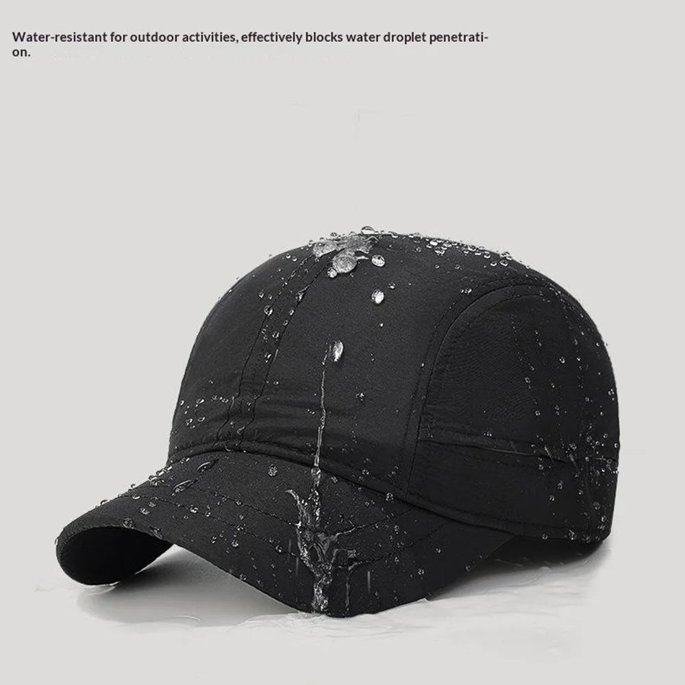 Spring Summer Baseball Cap Short Brim Quick-Dry Waterproof Outdoor Sports Visor Hat - Black - 3