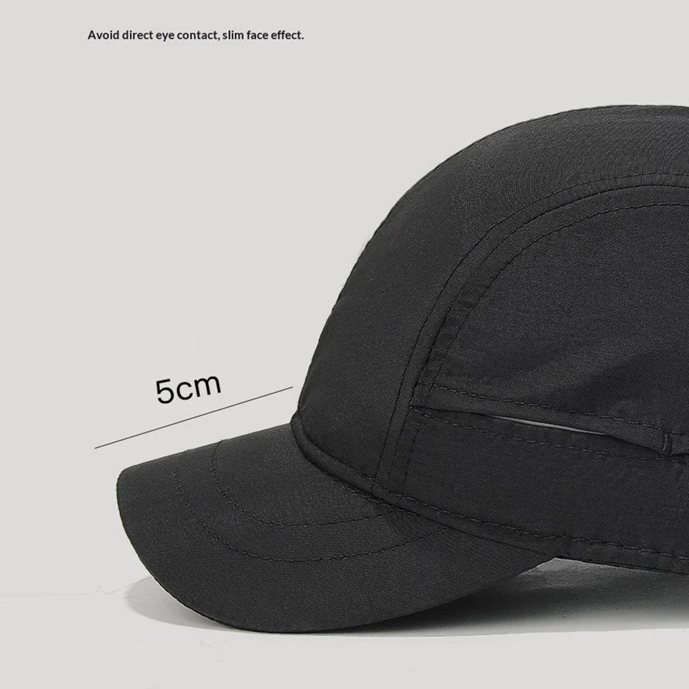 Spring Summer Baseball Cap Short Brim Quick-Dry Waterproof Outdoor Sports Visor Hat - Black - 6