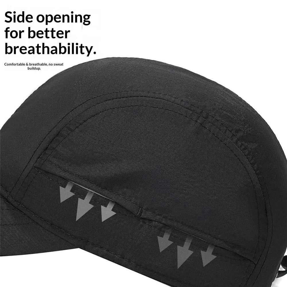 Spring Summer Baseball Cap Short Brim Quick-Dry Waterproof Outdoor Sports Visor Hat - Black - 7
