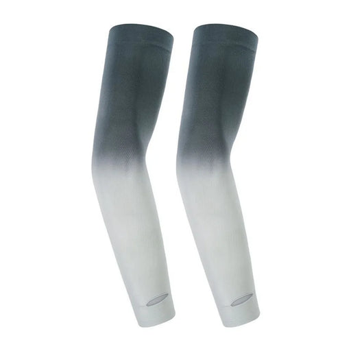 1 Pair Arm Sleeves Sun Protection Breathable Ice Silk Elbow Arm Covers for Outdoor Cycling Running - Gradient Black Grey - 1