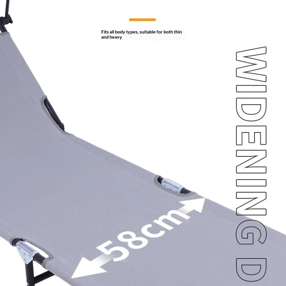 Outdoor Camping Cot Lightweight Portable Folding Bed with Shade Canopy 175-190 x 58 x 30-68cm - 2