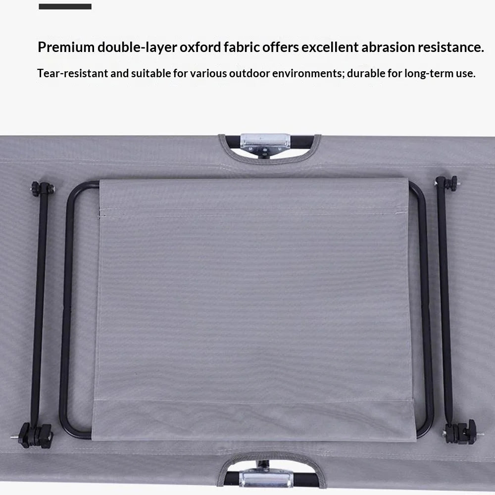 Outdoor Camping Cot Lightweight Portable Folding Bed with Shade Canopy 175-190 x 58 x 30-68cm - 3