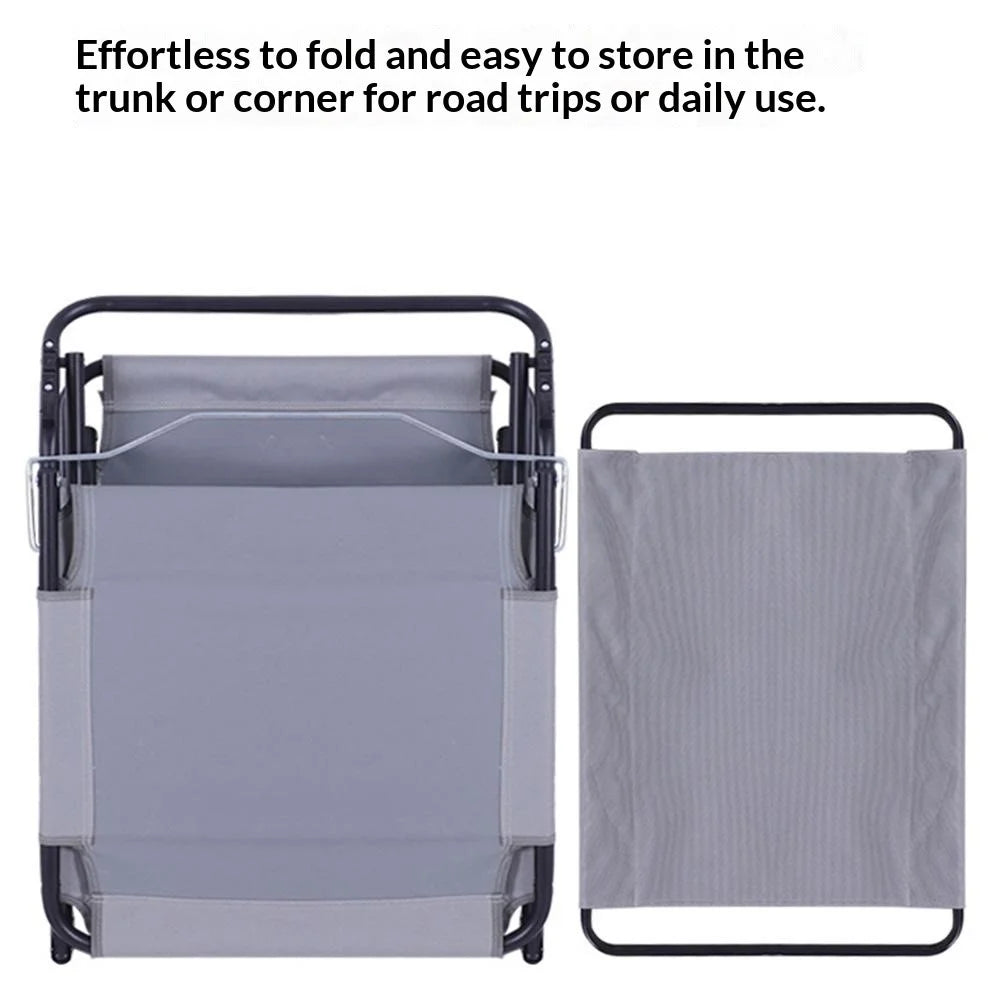 Outdoor Camping Cot Lightweight Portable Folding Bed with Shade Canopy 175-190 x 58 x 30-68cm - 4