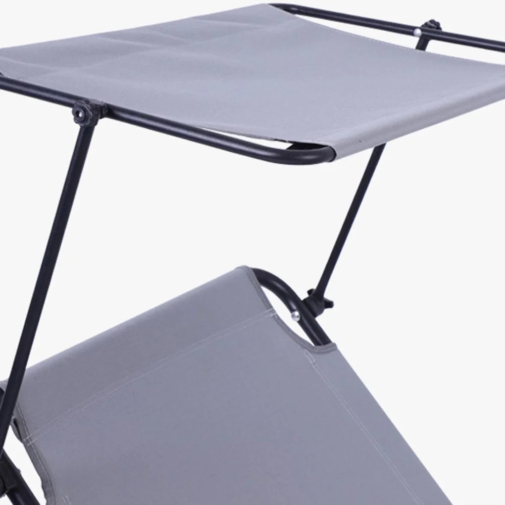 Outdoor Camping Cot Lightweight Portable Folding Bed with Shade Canopy 175-190 x 58 x 30-68cm - 6